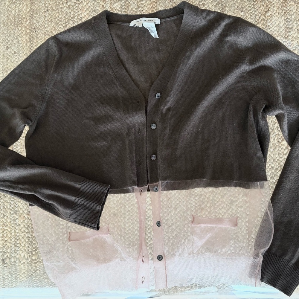 Marc Jacobs Rare Brown and Pink Women's Button Sweater Made in Italy
